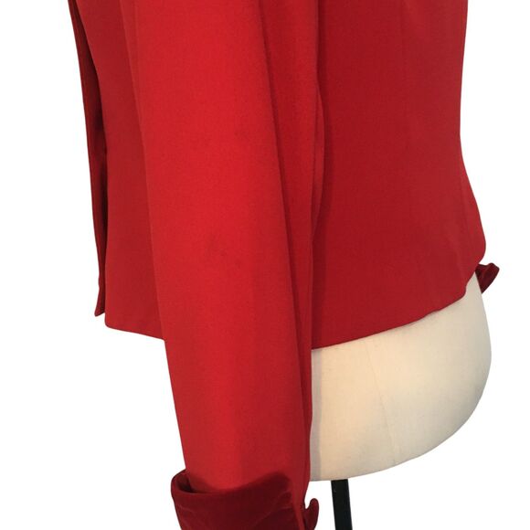 Donna Morgan for Maggy Vintage Women Red Pant Suit Velvet Collar Blazer Cuffs 12 - Picture 15 of 16